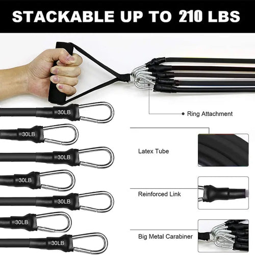 Best Resistance Bands Set 7 Piece – Workout Bands with Handles for Home Gym & Strength Training - FitModeOn