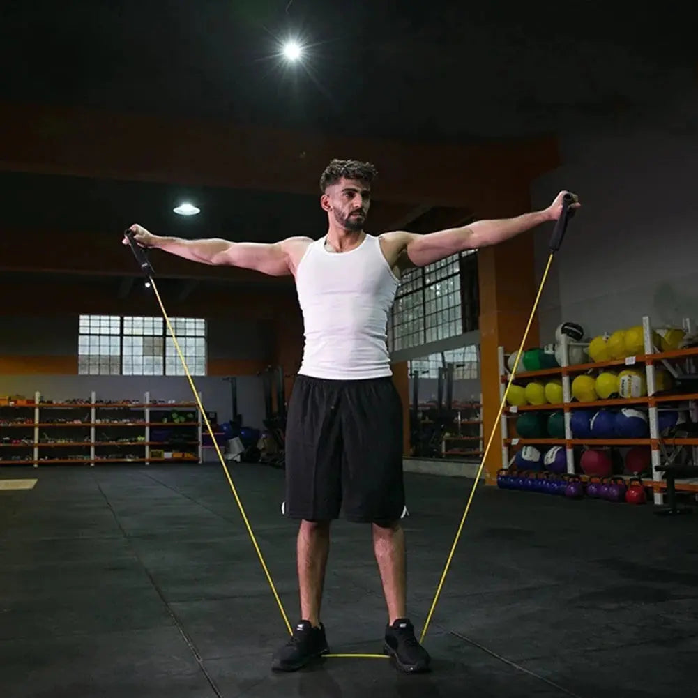 Resistance Bands with Handles – Latex-Free Wide Exercise Bands for Strength Training, Physical Therapy & Home Workouts FitModeOn